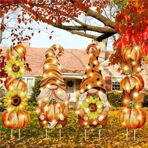 4Pcs Fall Outdoor Yard Decorations Thanksgiving Yard Signs with